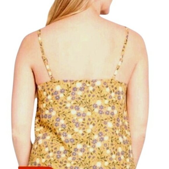 NEW ModCloth Spruced Up Summer Sleeveless Top Yellow Floral Linen Women's Size M - Picture 6 of 14